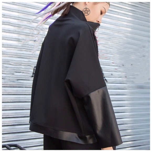 The HYLMA Vegan Leather Accent Zipper Top - Picture 8 of 14